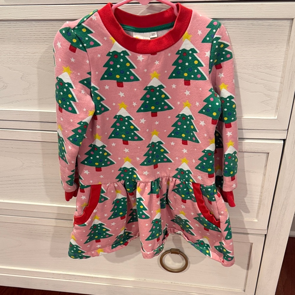 Mini Boden Red and Green Holiday Dress